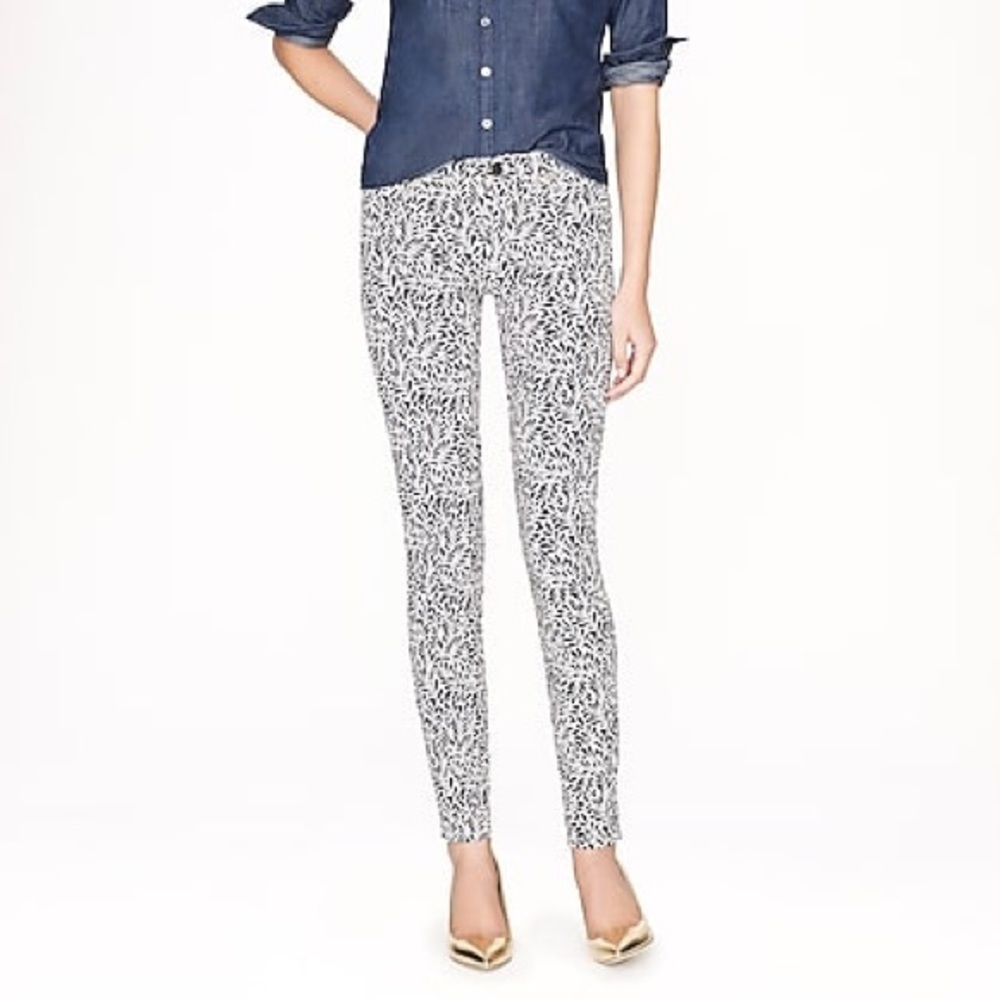 J. Crew Midrise Toothpick Fern Print Jeans Size 24